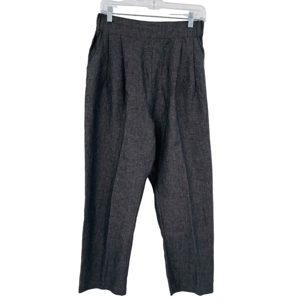 Pillar Women's Linen High Waisted Trouser Pants Size‎ 4 Lagenlook Pleated Crop